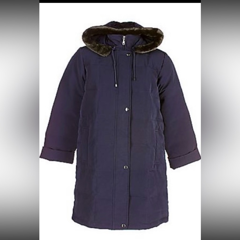 NEW Centigrade women’s down/feather quilted coat.  Sz 1X Black,  3/4 length